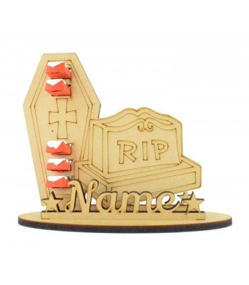 6mm Gravestone & Coffin Shape Kinder Chocolate Bars Halloween Holder on a Stand - Stand Options